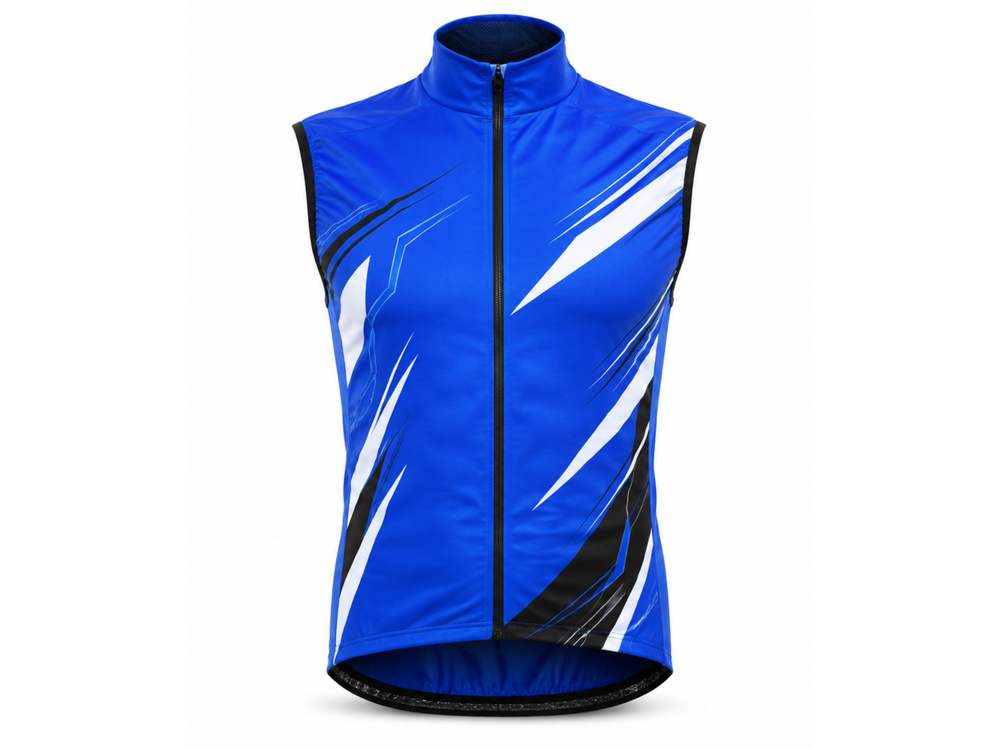 Custom Cycling Gilet Vest | Wholesale Cycling Team Vest | Blue Black White | Apparels Bridge front design preview