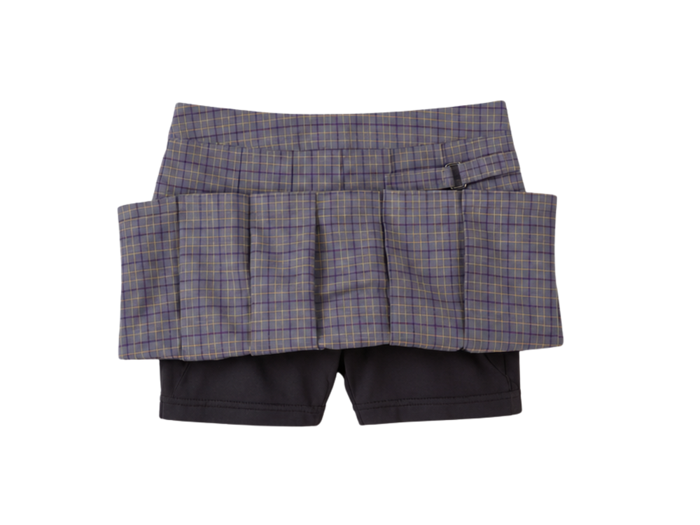 School Plaid Pleated Two-Tab Skort Grey | B2B Low MOQ Wholesale front design preview