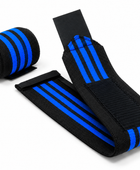 Custom Powerlifting Wrist Wraps | Wholesale Weightlifting Wrist Wraps | Black Blue Stripe | Apparels Bridge