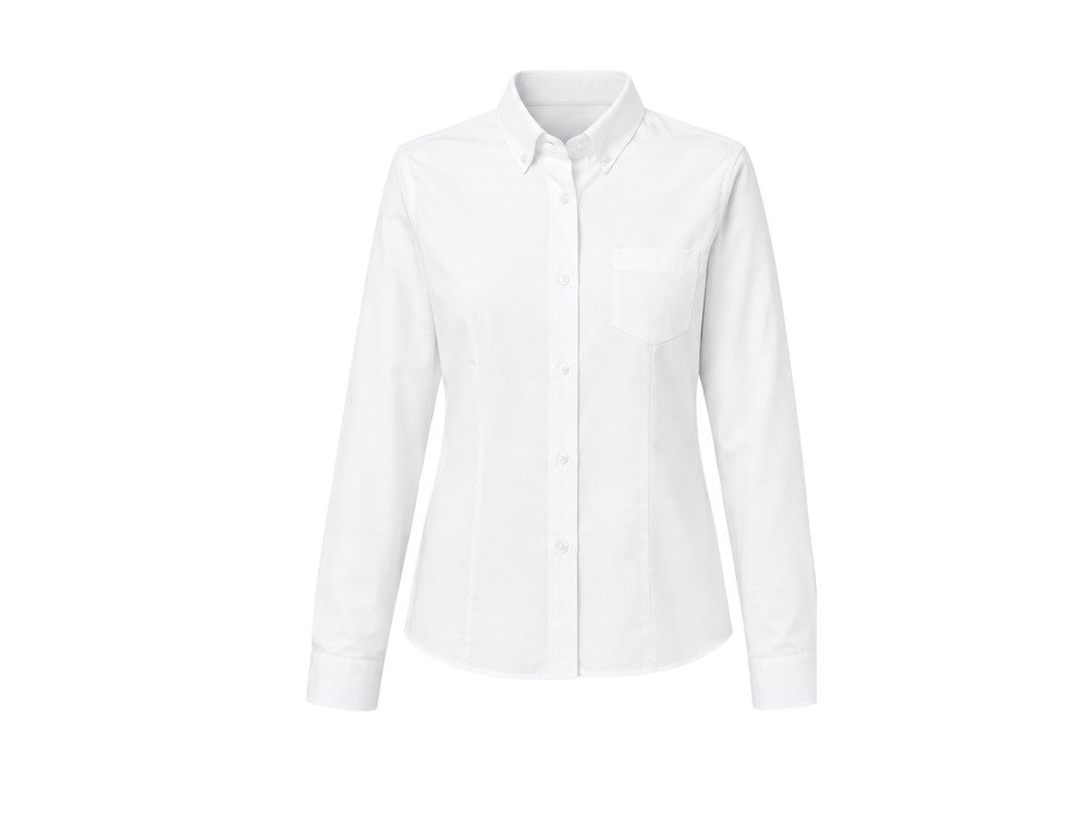 School Long Sleeve Fitted Shirt White | B2B Low MOQ Wholesale front design preview