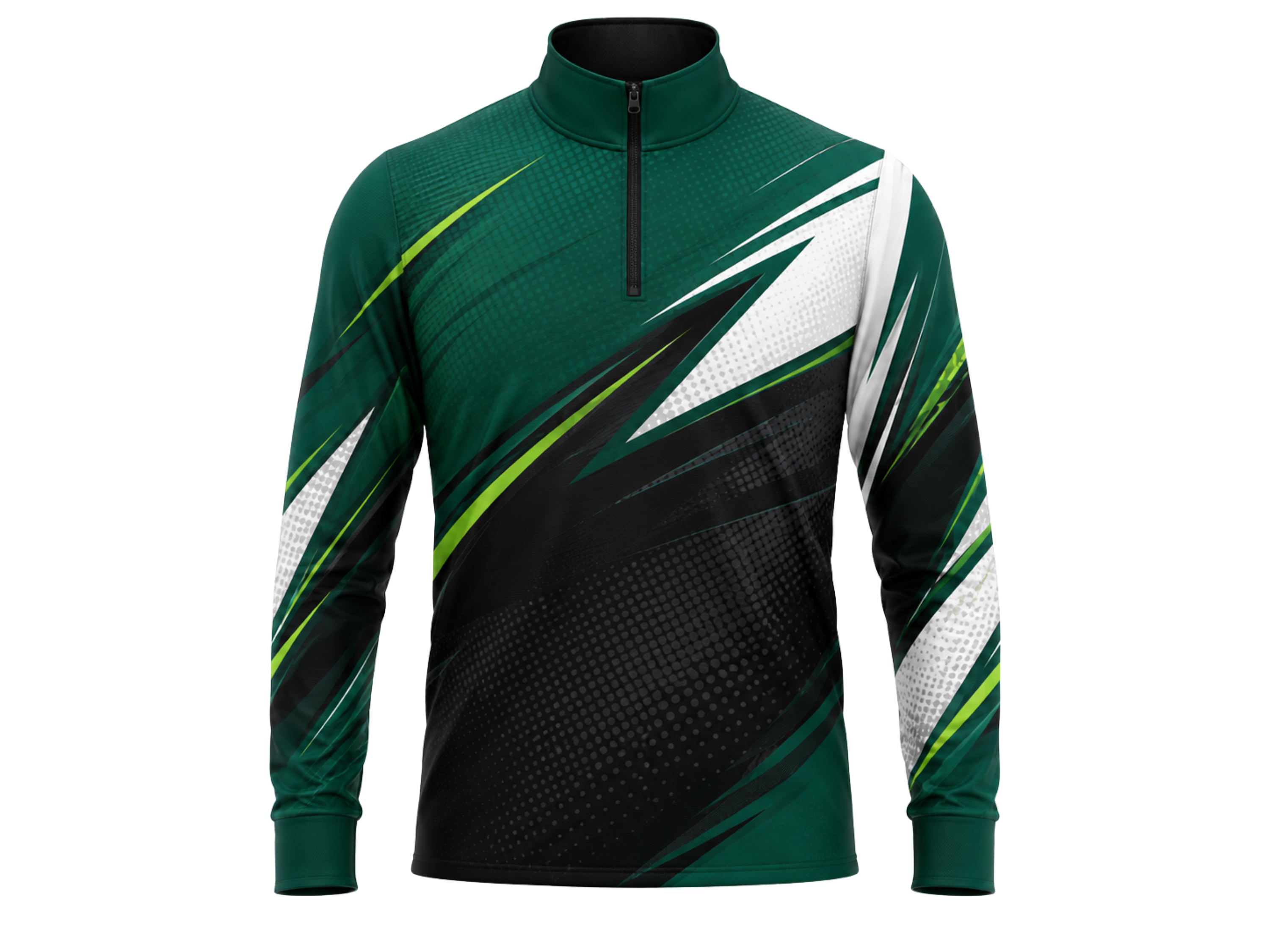 Custom Handball Quarter Zip Top – Green Black Warmup Teamwear for Wholesale Buyers