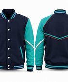Custom Navy Teal Football Varsity Jacket – Wholesale Team Jacket for Clubs