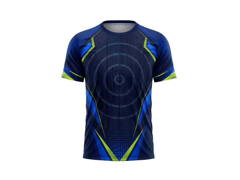 Blue & Lime Axe Throwing Jersey – Bulk Team Jersey, Low MOQ, Wholesale Performance Sportswear front design preview