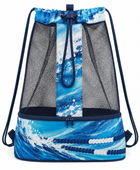 Custom Swim Mesh Drawstring Bag – Blue Black Wholesale Team Bag
