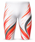 Custom Men’s Swim Jammer – White Orange Wholesale Swim Team Shorts