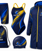 Custom Full Swim Team Package – Navy Yellow Wholesale Swim Kit