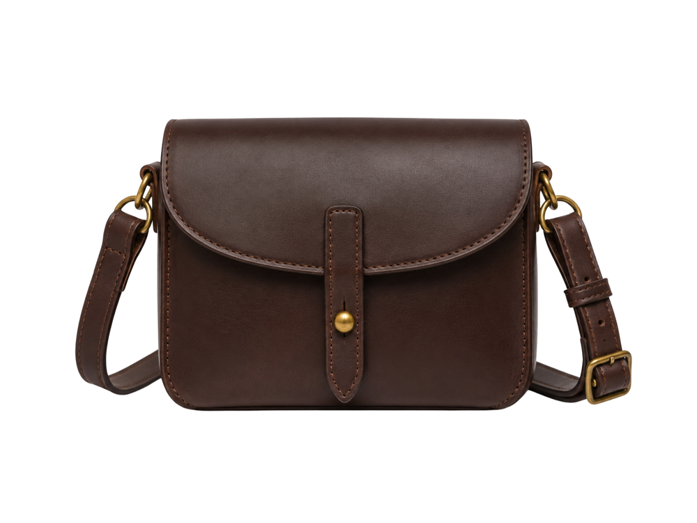 B2B Hunting Leather Cartridge Shoulder Bag Dark Chocolate Brown front design preview