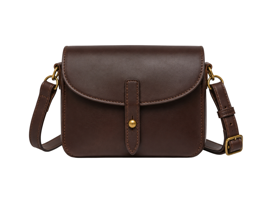 B2B Hunting Leather Cartridge Shoulder Bag Dark Chocolate Brown