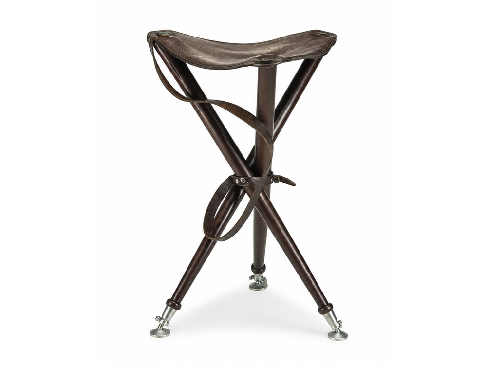 Leather Hunting Stool B2B Hunting Accessories Dark Brown front design preview