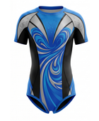 Custom Swim Team Suit – Blue Black Short Sleeve Wholesale Swimwear