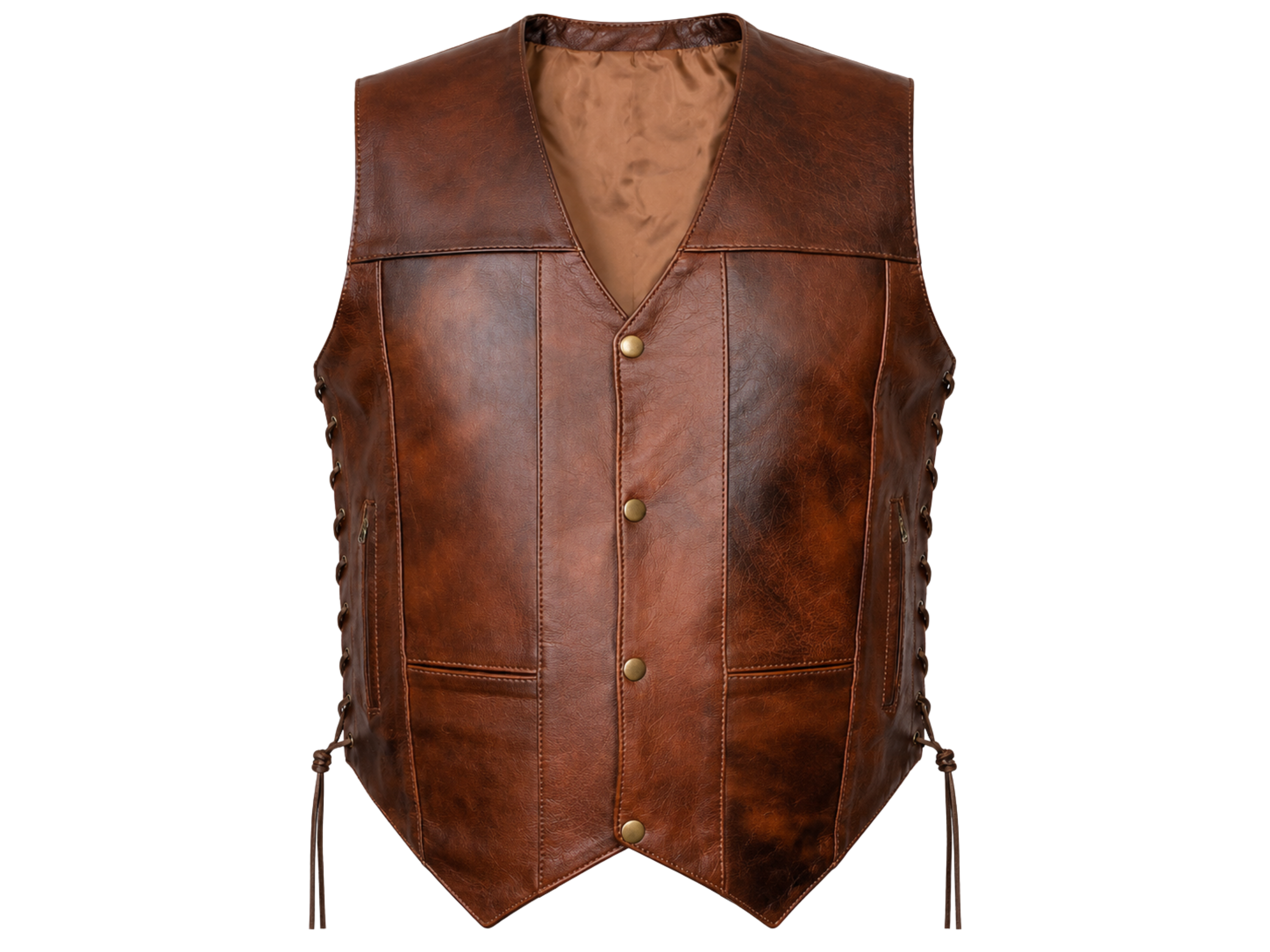 Men’s Dark Brown Side-Lace Leather Vest B2B Hunting