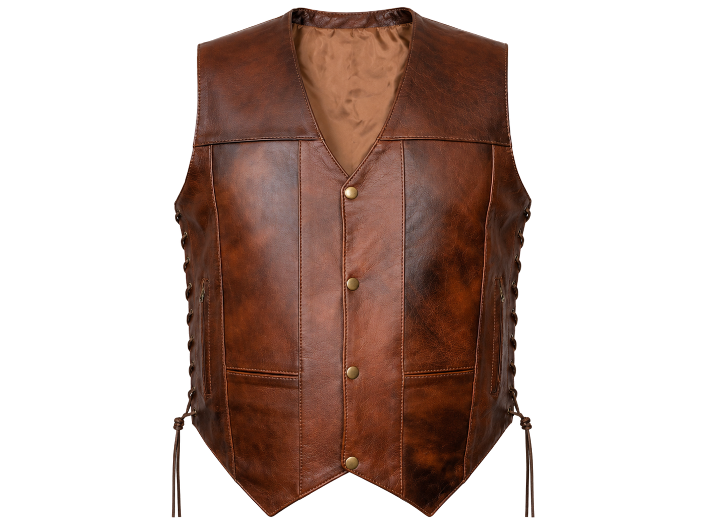 Men’s Dark Brown Side-Lace Leather Vest B2B Hunting