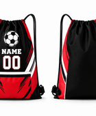 Custom Black Red Soccer Drawstring Bag | Wholesale Team Sackpack for Bulk Orders