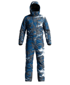 B2B Hooded One-Piece Ski Suit Blue Grey Snow Camo Low MOQ Ski Wear Manufacturer