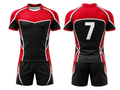 Custom Red Black Rugby Sevens Kit | Wholesale Rugby 7s Uniform Set for Bulk Orders