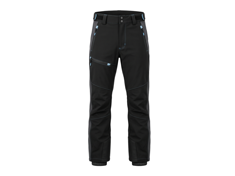 B2B Technical Ski Wear Winter Pants Black Custom Winter Manufacturer front design preview