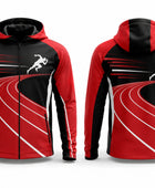 Track and Field Hoodie – Red, Black and White Custom Wholesale Teamwear