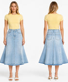 Custom Women’s A-Line Denim Midi Skirt for Private Labels