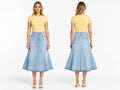 Custom Women’s A-Line Denim Midi Skirt for Private Labels
