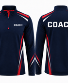 Custom Navy Football Coach Training Top – Long Sleeve Soccer Staff Jersey