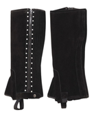 Custom Black Leather Studded Riding Half Chaps Hunting B2B