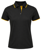 Ladies Contrast Pique Polo Shirt Black and Yellow | B2B Low MOQ Hospitality Workwear Manufacturer