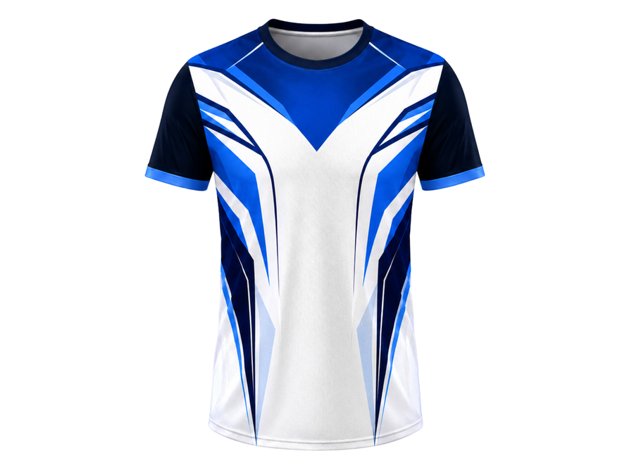Blue & White V-Shaped Teqball Jersey – Bulk Team Jersey, Low MOQ, Wholesale Performance Sportswear design preview