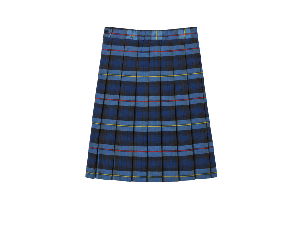 School At-The-Knee Plaid Pleated Skirt Navy Royal Blue Green | B2B Low MOQ Wholesale front design preview