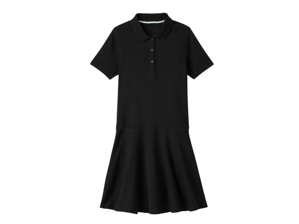 School Adaptive Short Sleeve Polo Dress Black | B2B Low MOQ Wholesale front design preview