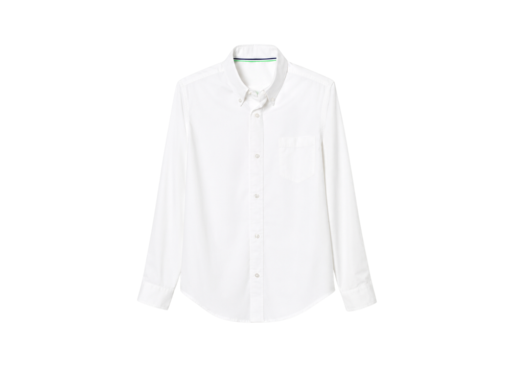 School Adaptive Long Sleeve Shirt White | B2B Low MOQ Wholesale front design preview