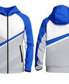 Custom White Blue Baseball Jacket | Wholesale Team Warmup Jacket for Bulk Orders