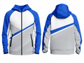 Custom White Blue Baseball Jacket | Wholesale Team Warmup Jacket for Bulk Orders