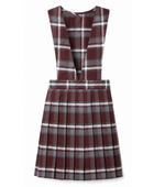 B2B School Uniform Jumper Dress Girls Burgundy Grey Plaid Pleated