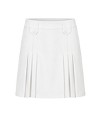 School Above-The-Knee Front Pleated Skirt with Tabs White | B2B Low MOQ Wholesale