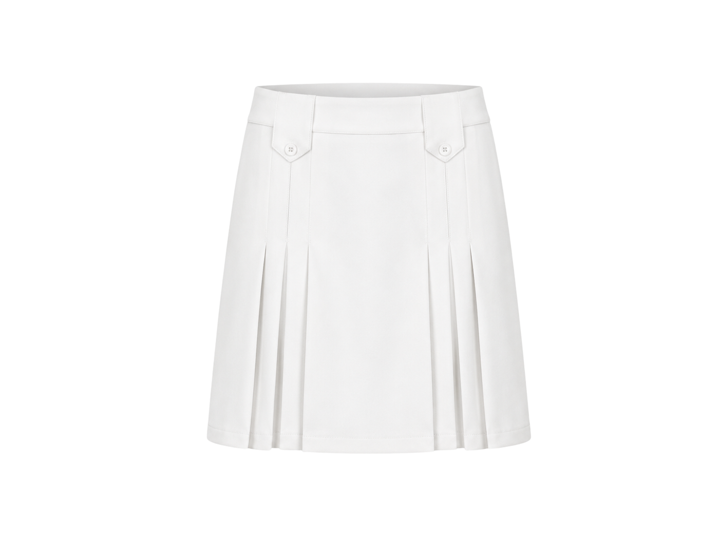 School Above-The-Knee Front Pleated Skirt with Tabs White | B2B Low MOQ Wholesale