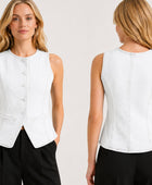 Wholesale Custom White Denim Vest Manufacturer Private Label Sleeveless Jean Waistcoat