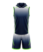 Custom Navy Lime 7v7 Football Uniform – Sleeveless Hooded Team Set