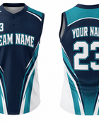 Custom Navy Teal Baseball Vest | Wholesale Sleeveless Team Jersey for Bulk Orders