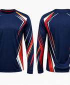 Custom Navy Red Soccer Tournament Shirt | Wholesale Long Sleeve Event Apparel