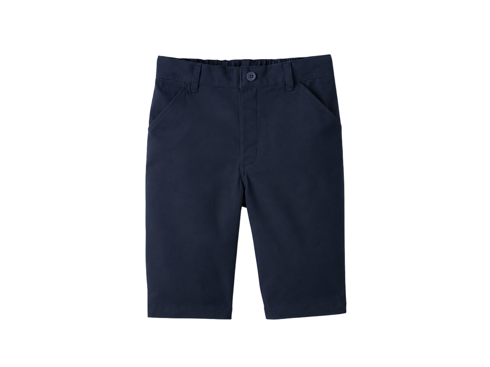 Custom Boys Navy Blue Stretch School Uniform Shorts B2B front design preview