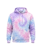 Tie Dye Pullover Hoodie Pastel Pink Lavender Blue and White Spiral Design | B2B Low MOQ