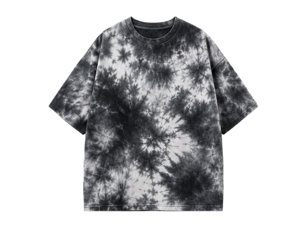 Tie Dye Drop Shoulder T Shirt Black Grey and White All Over Design | B2B Low MOQ