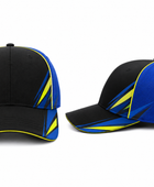 Custom Black Blue Darts Cap – Wholesale Club Team Headwear