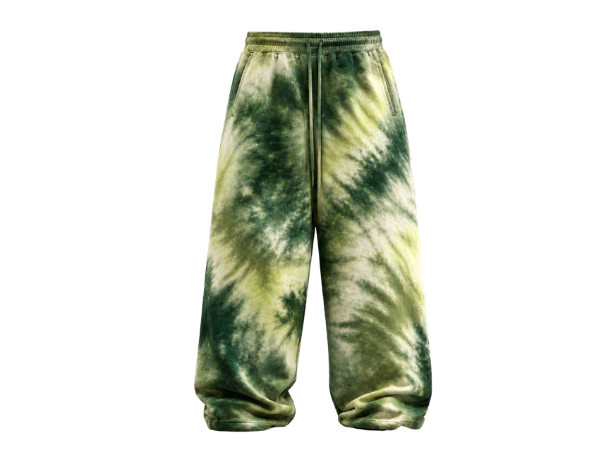 Tie Dye Baggy Trousers Olive Green and Beige All Over Design | B2B Low MOQ