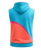 Blue & Pink Sleeveless Sports Hoodie – Team Athletic Hoodie, Wholesale Bulk, Low MOQ