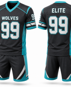 Black & Cyan Custom Football Uniform – Wholesale Bulk Team Kit, Low MOQ, B2B Performance Apparel