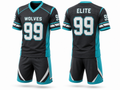 Black & Cyan Custom Football Uniform – Wholesale Bulk Team Kit, Low MOQ, B2B Performance Apparel