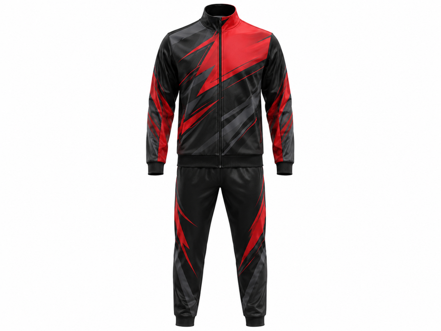 Custom Black Red Teqball Warm-Up Set – Wholesale Tracksuit design preview