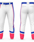 Custom White Blue Red Baseball Pants | Wholesale Team Uniform Pants for Bulk Orders