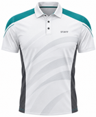Custom Teqball Coach Staff Polo – White Teal Wholesale Teamwear